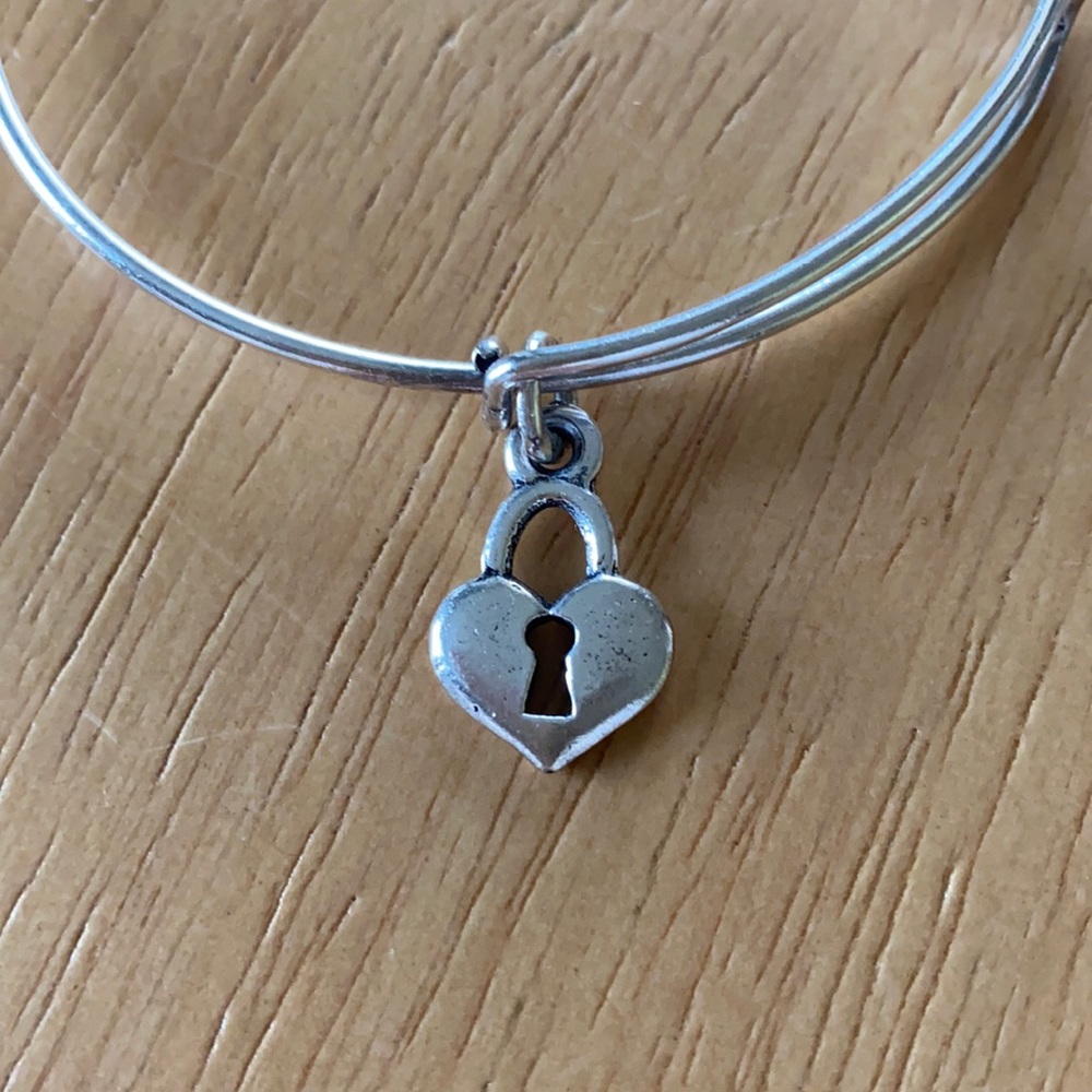 Alex and Ani Heart Lock Charm Bracelet (Silver)